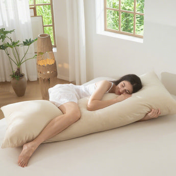 MooMee Body Pillow Cover 100% Washed Cotton Soft Breathable 1-Piece 21''x54''