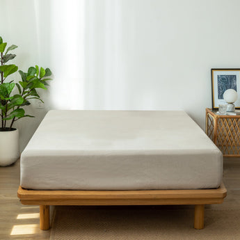 MooMee 100% Washed Cotton Fitted Sheet Extra Deep Pocket Linen Like Textured Breathable - MooMee